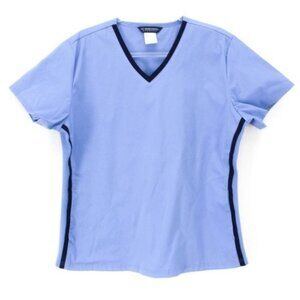 Nu Dimension Navy Trimmed Blue Medical Scrub Top